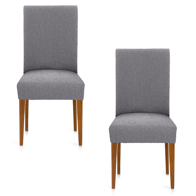 Eiffel textile Funda de Silla Elástica con Respaldo Gris Pack 2 Unidades Modelo Troya (40-50 cm)