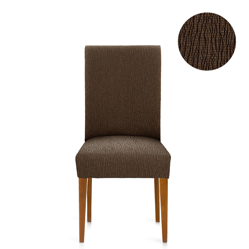 Eiffel Textile Funda De Silla Elástica Con Respaldo Marrón Pack 2 Unidades Modelo Troya (40-50 Cm)
