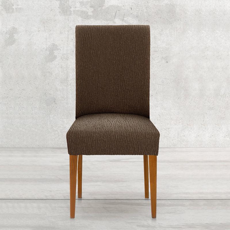 Eiffel Textile Funda De Silla Elástica Con Respaldo Marrón Pack 2 Unidades Modelo Troya (40-50 Cm)