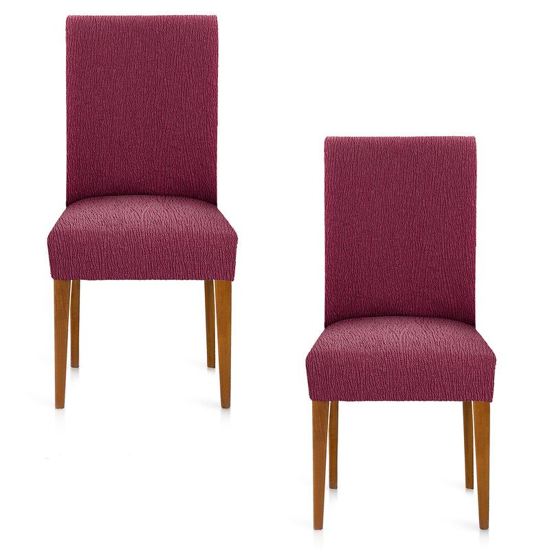 Eiffel textile Funda de Silla Elástica con Respaldo Rojo Pack 2 Unidades Modelo Troya (40-50 cm)