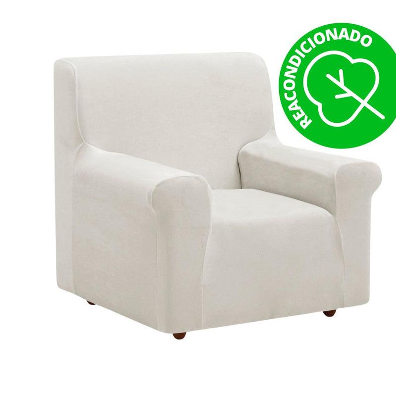 Eiffel textile Funda de Sofá Bielástica Velvet Terciopelo 1 Plaza (75-115cm) Marfil (REACONDICIONADO A+)