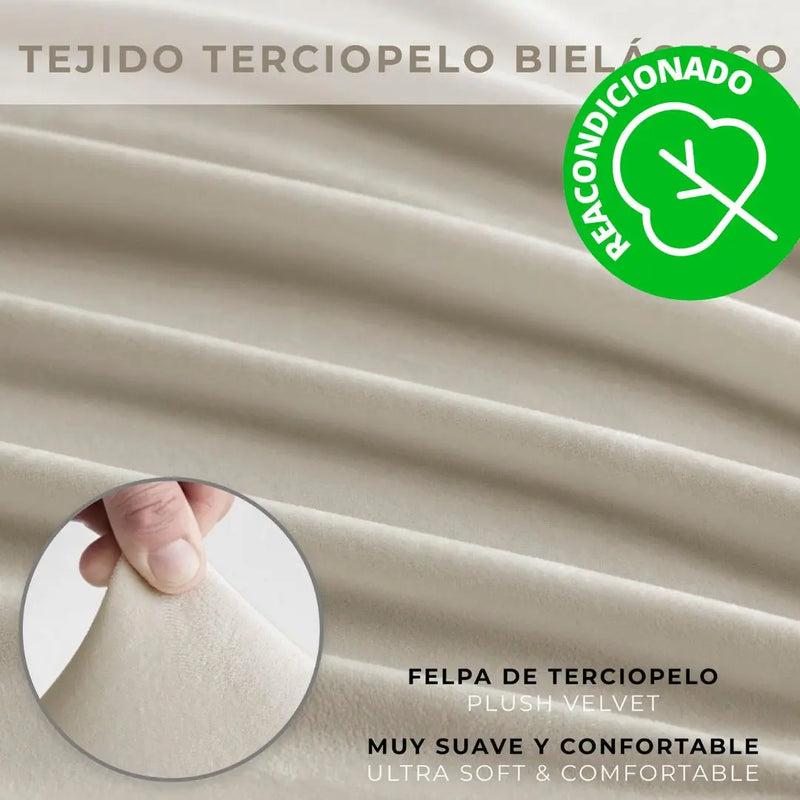 Eiffel Textile Funda De Sofá Bielástica Velvet Terciopelo 2 Plazas ( 135 - 175 Cm ) Beige (REACONDICIONADO A+)
