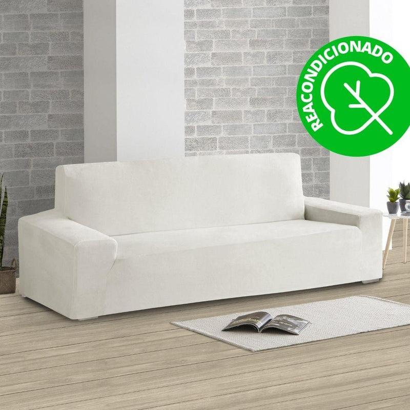 Eiffel textile Funda de Sofá Bielástica Velvet Terciopelo 3 Plazas ( 175 - 225 cm ) Marfil (REACONDICIONADO A+)