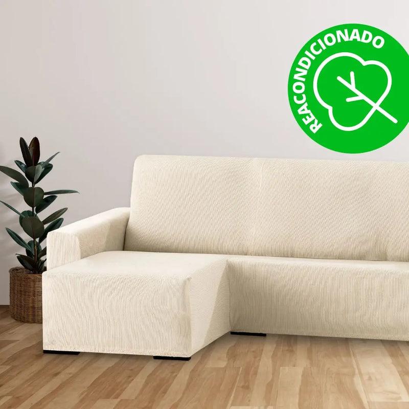 Eiffel textile Funda Sofá Chaise Longue 240 - 280 cm Izquierda Brazo Corto Marfil Elástica Rustica (REACONDICIONADO A+)