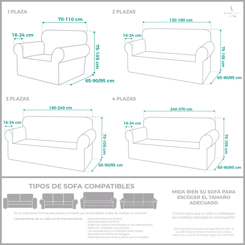 Eiffel Textile Funda Sofá Elástica Rústica 4 Plazas Azul (REACONDICIONADO A+)