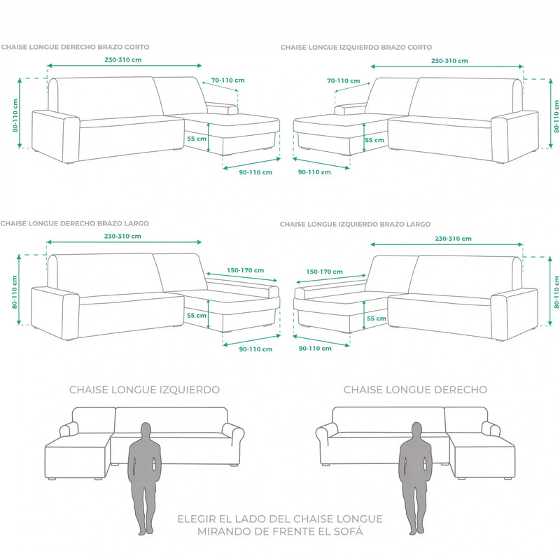 Eiffel Textile Funda Sofá Para Chaise Longue 240 - 280 Cm Izquierda Largo Marfil Elástica Rustica (REACONDICIONADO A+)