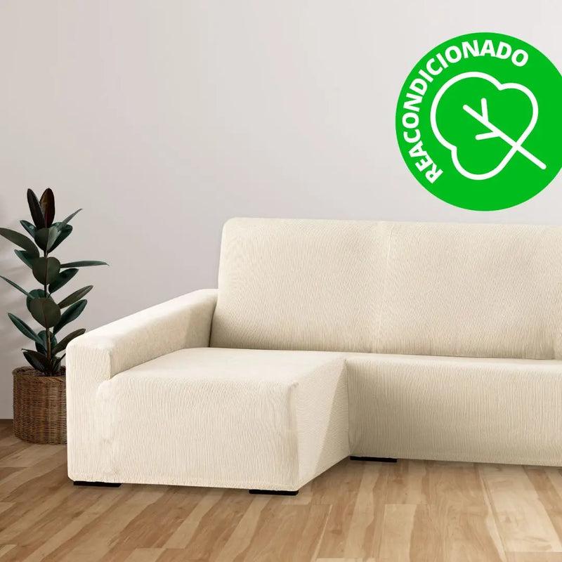 Eiffel textile Funda Sofá para Chaise Longue 240 - 280 cm Izquierda Largo Marfil Elástica Rustica (REACONDICIONADO A+)
