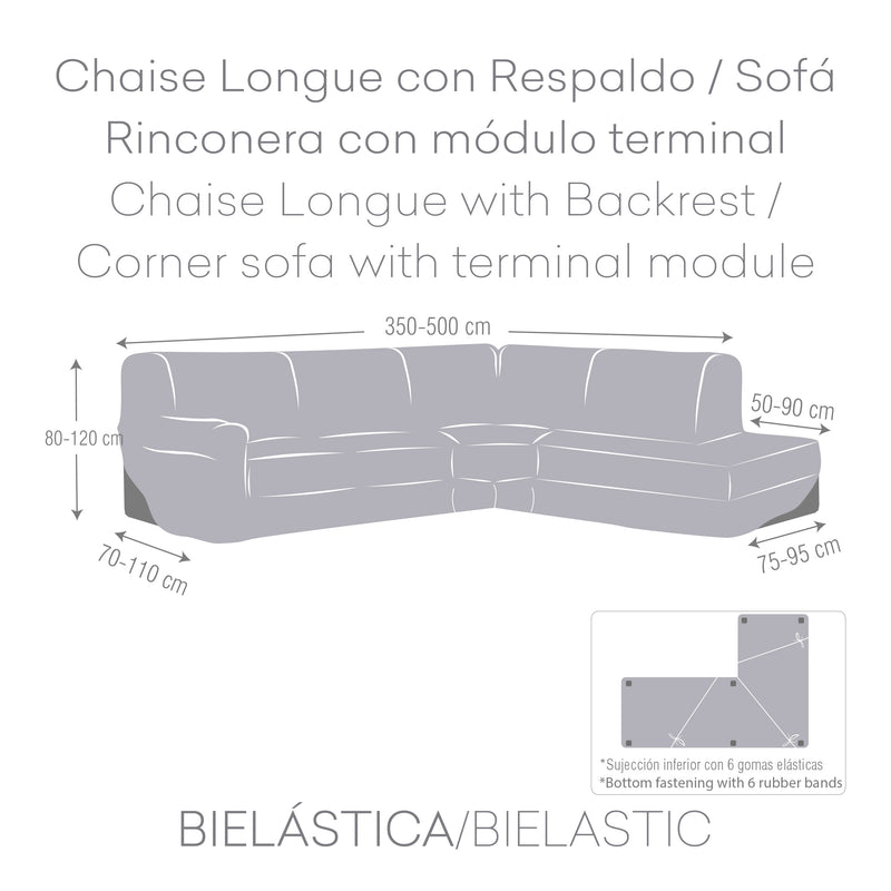 Eiffel Textile Funda Sofá Para Chaise Longue Con Respaldo/Rinconera Bielástica Roc