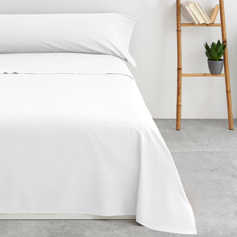 Eiffel Textile Juego De Sabanas Liso Blanco 50% Algodón 50% Poliéster