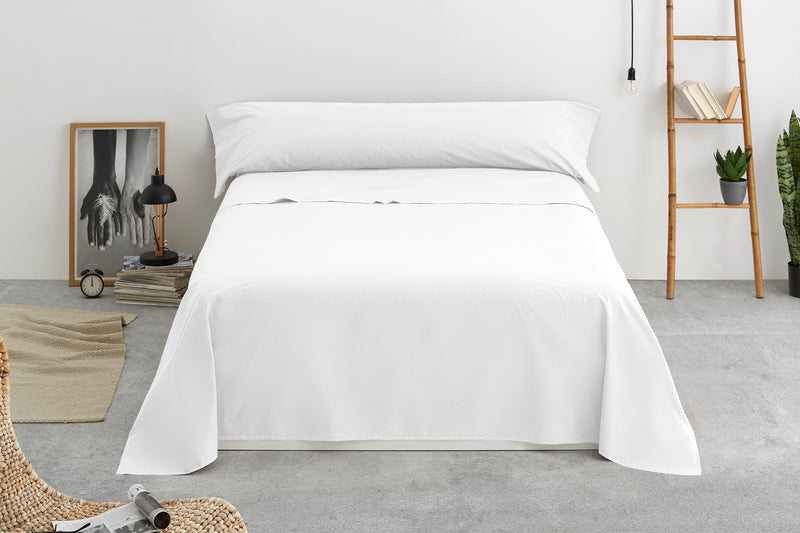 Eiffel Textile Pack Básico Viste Tu Cama Doble - Sábanas Blancas + Colcha Silver + Plaid Liso