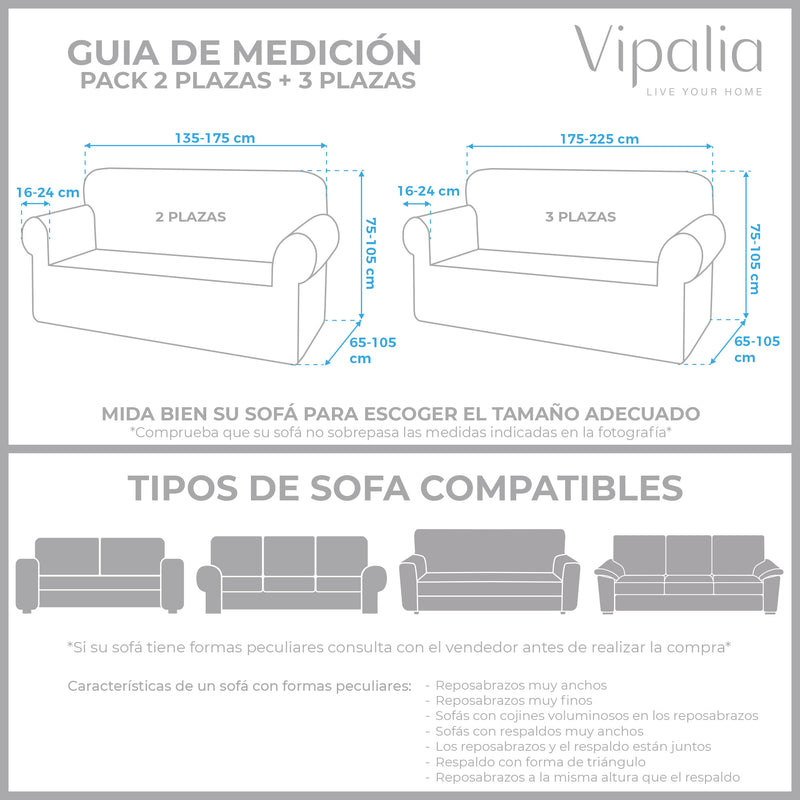 Eiffel Textile Pack De Funda Sofá Bielástica Velvet Terciopelo Set 3+2 Plazas