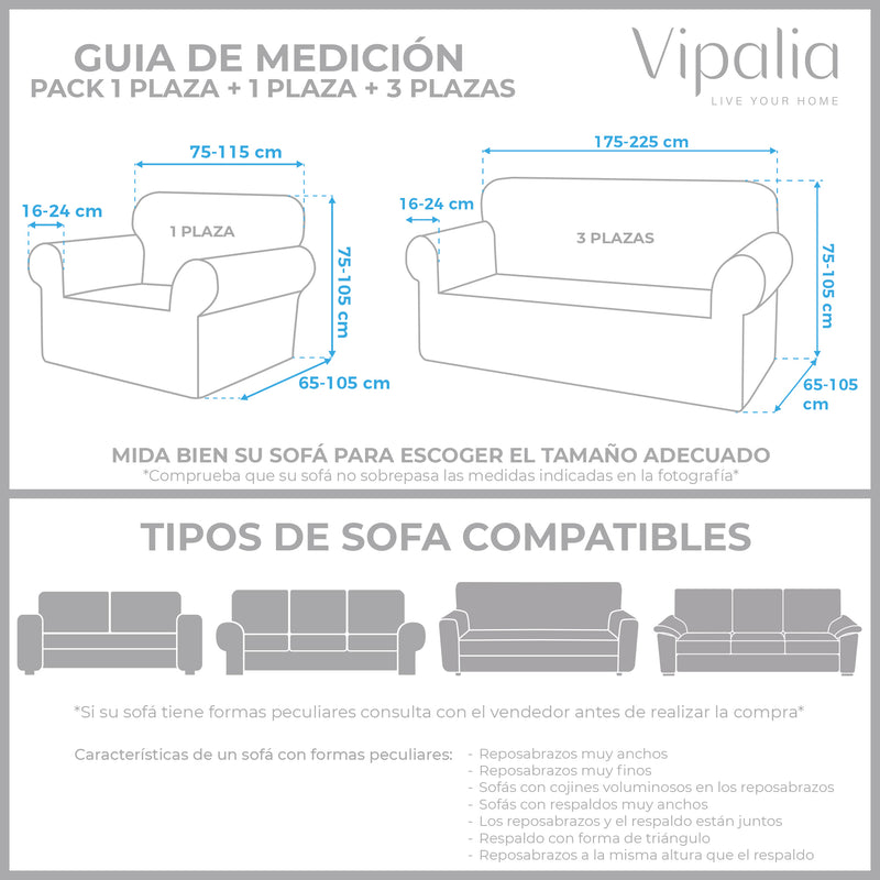 Eiffel Textile Pack De Funda Sofá Bielástica Velvet Terciopelo Set 3+1+1 Plazas