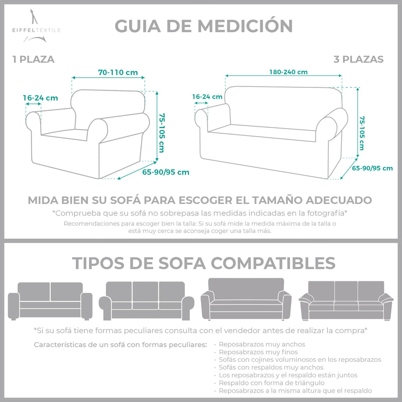 Eiffel Textile Pack De Funda Sofá Elástica Milan. Set 3+1+1 Plaza