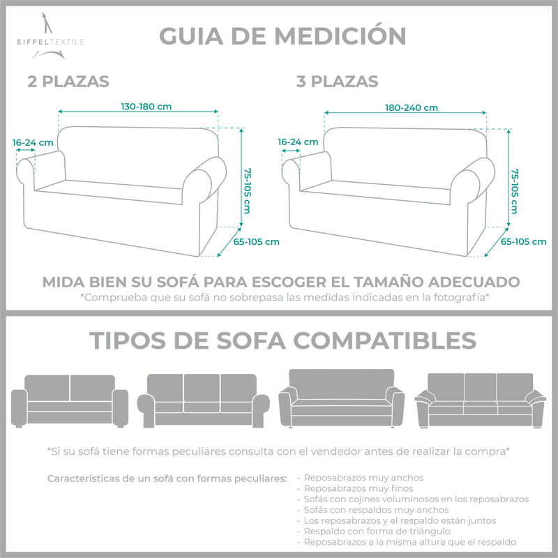 Eiffel Textile Pack Funda Sofá Eysa Elástica Ulises Duo 3+2 Plazas
