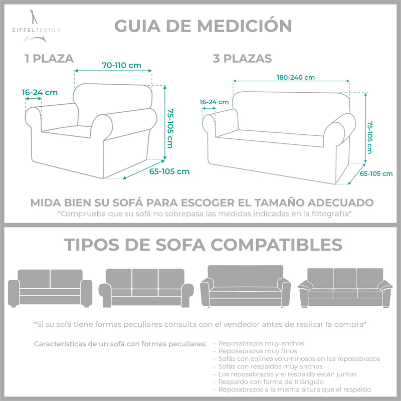 Eiffel Textile Pack Funda Sofá Eysa Elástica Ulises Trio 3+1+1 Plazas