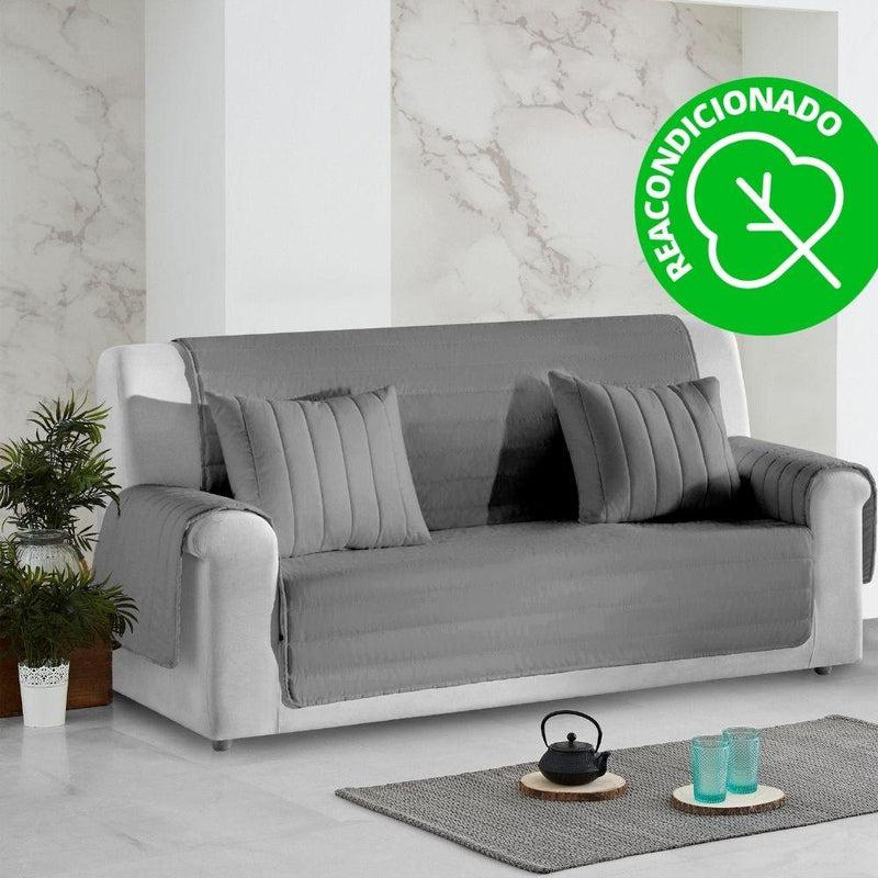 Eiffel textile Protector Cubre Sofá Acolchado Viscoelástico Reversible 2 plazas ( 110 - 130 cm ) Gris-Gris Oscuro (REACONDICIONADO A+)