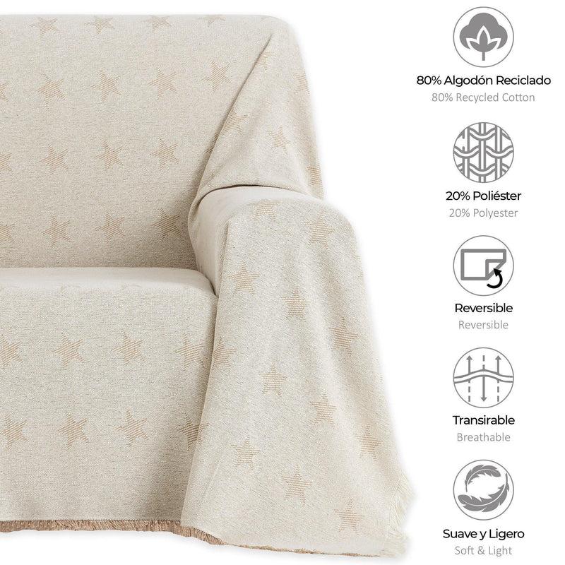 Eiffel Textile Vipalia Pack 2 Unidades Plaid Multiusos Modelo Estrellas. Colcha Manta Sofa O Cama