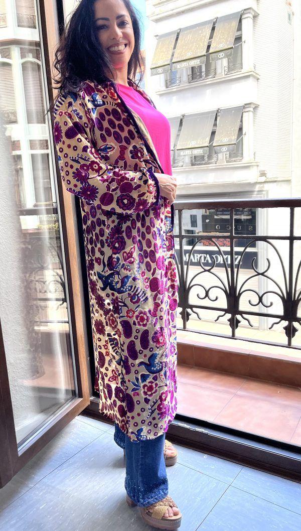 El Caballo Kimono Velvet Pajaros