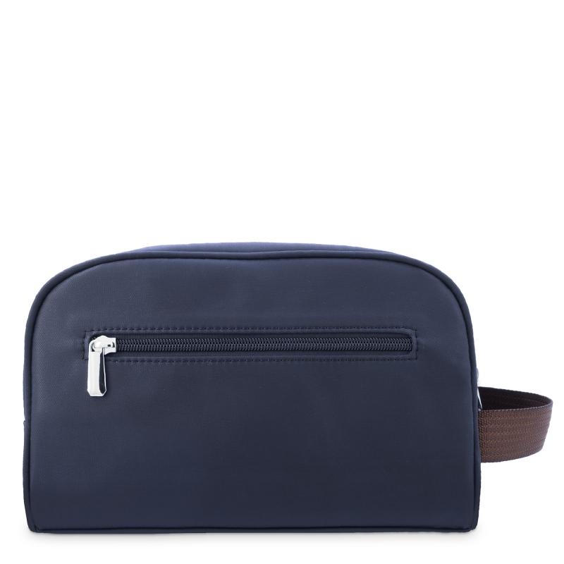 El Potro Bolsa De Aseo Unisex En Lona Azul Y Piel Vacuno Color Cuero-Paris