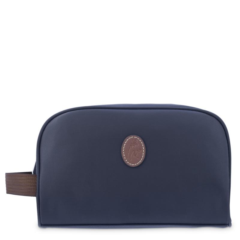 El potro Bolsa de aseo unisex en lona azul y piel vacuno color cuero-Paris