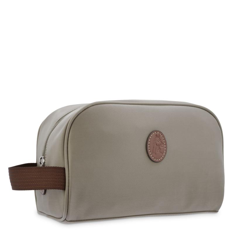 El Potro Bolsa De Aseo Unisex En Lona Taupe Y Piel Vacuno Color Cuero-Paris
