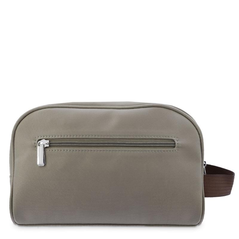El Potro Bolsa De Aseo Unisex En Lona Taupe Y Piel Vacuno Color Cuero-Paris