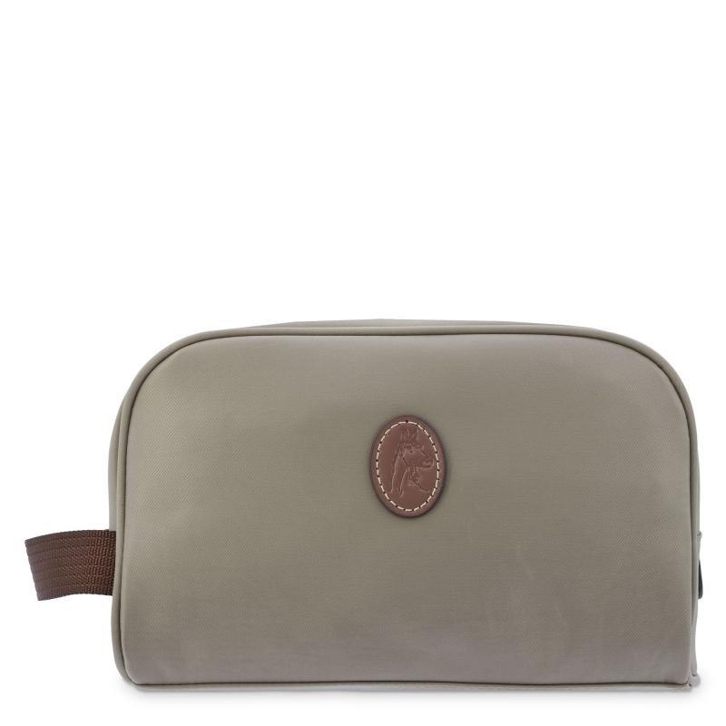 El potro Bolsa de aseo unisex en lona taupe y piel vacuno color cuero-Paris