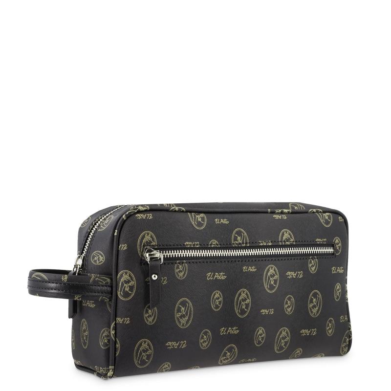 El Potro Bolsa De Aseo Unisex Lona Y Piel Vacuno Color Negro - Vintage