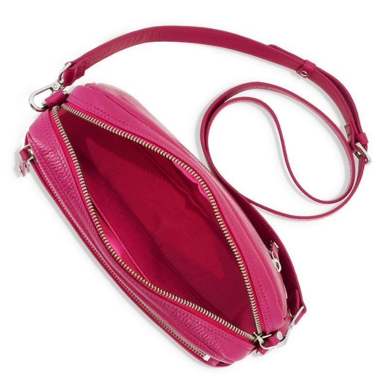 El Potro Bolso Bandolera 3 Cremalleras Piel Vacuno Color Rosa -Iris