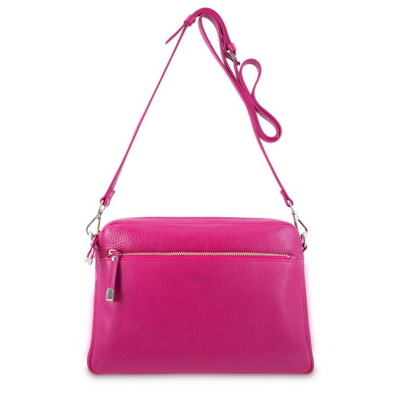 El potro Bolso bandolera 3 cremalleras piel vacuno color rosa -Iris