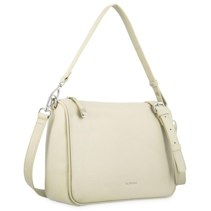 El Potro Bolso Bandolera Bowling Piel Vacuno Color Beige-Iris