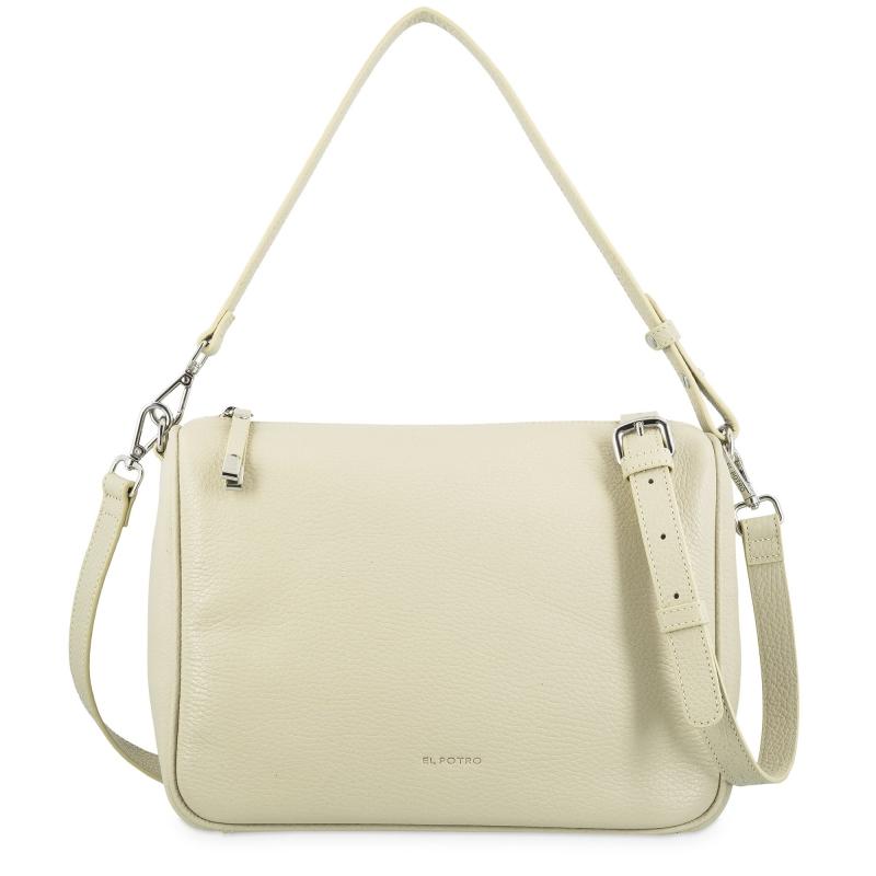 El potro Bolso bandolera bowling piel vacuno color beige-Iris