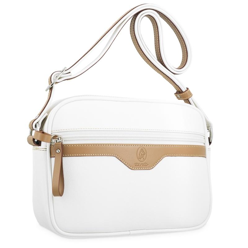 El Potro Bolso Bandolera Cremalleras Mujer En Lona Y Piel Vacuno Color Blanco - Base