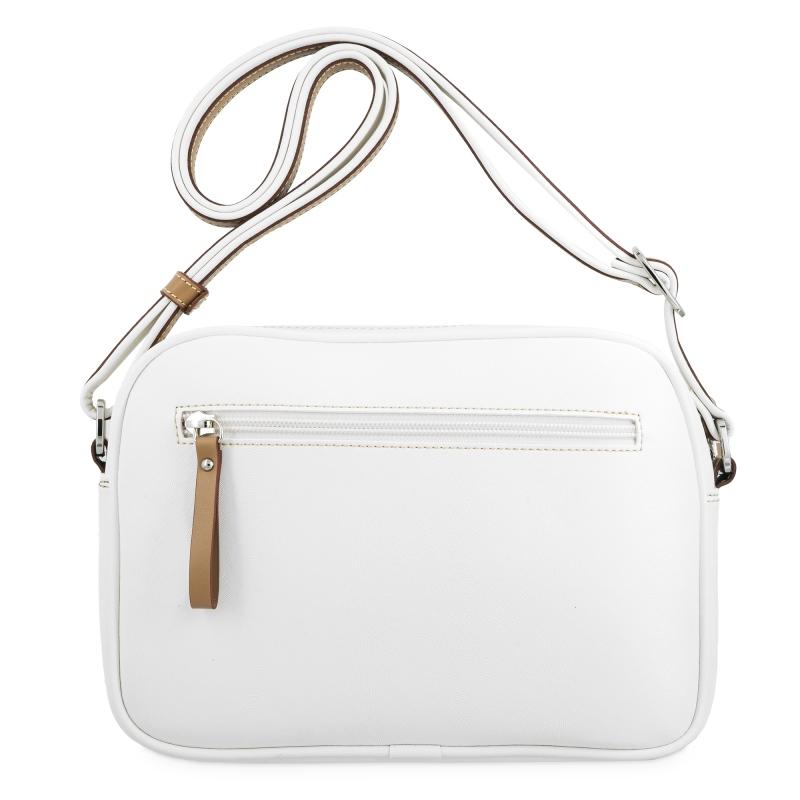 El Potro Bolso Bandolera Cremalleras Mujer En Lona Y Piel Vacuno Color Blanco - Base