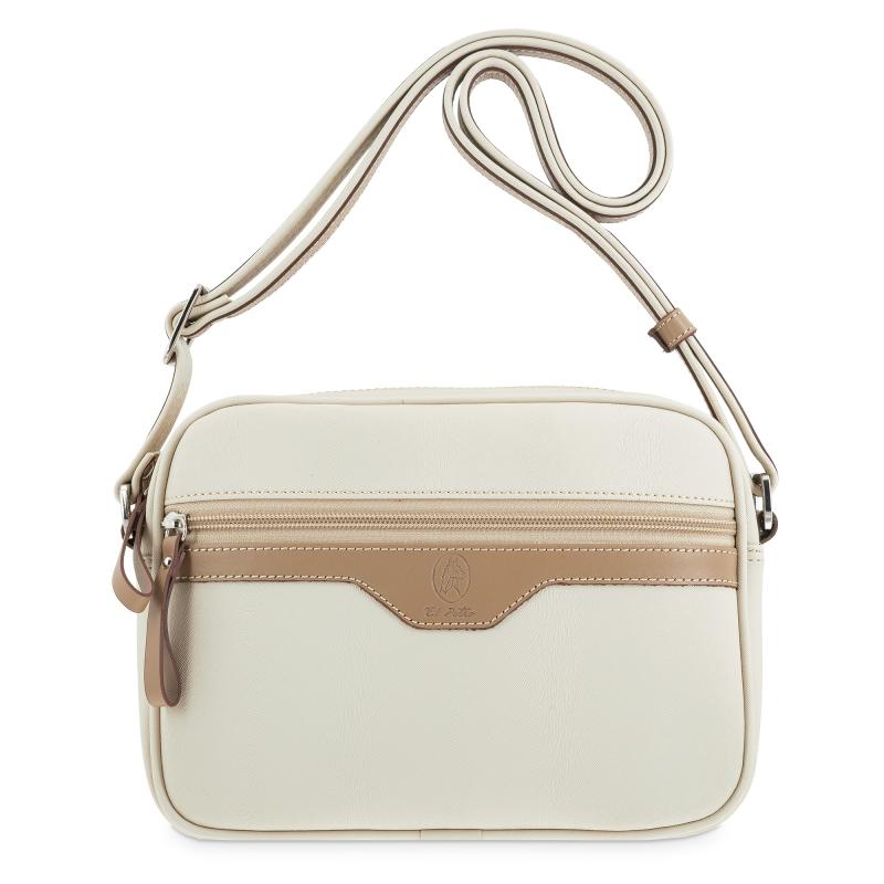 El Potro Bolso Bandolera Cremalleras Mujer En Lona Y Piel Vacuno Color Beige - Base