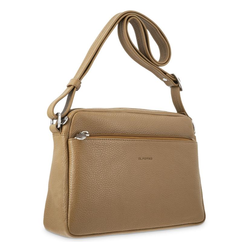 El Potro Bolso Bandolera Grande 3 Cremalleras Mujer En Piel Vacuno Color Cuero - Floater