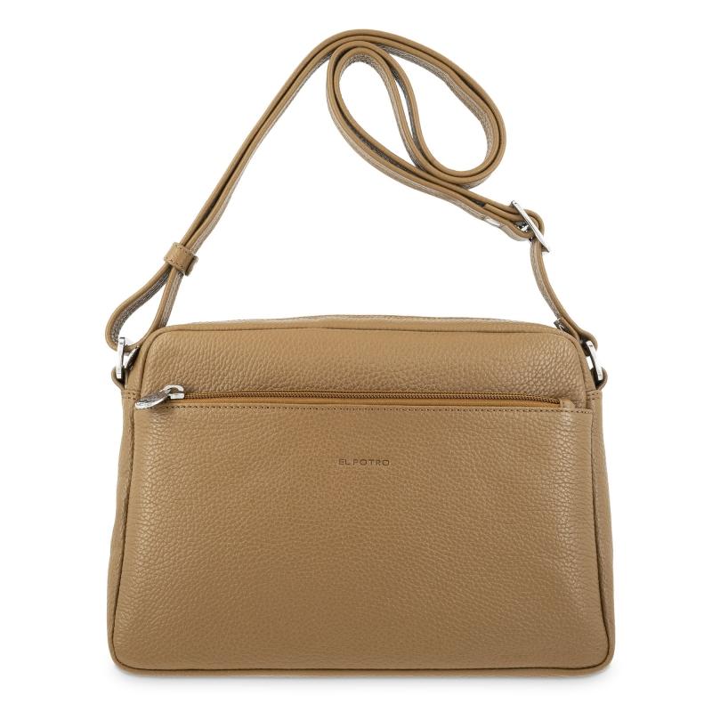 El potro Bolso bandolera grande 3 cremalleras mujer en piel vacuno color cuero - Floater