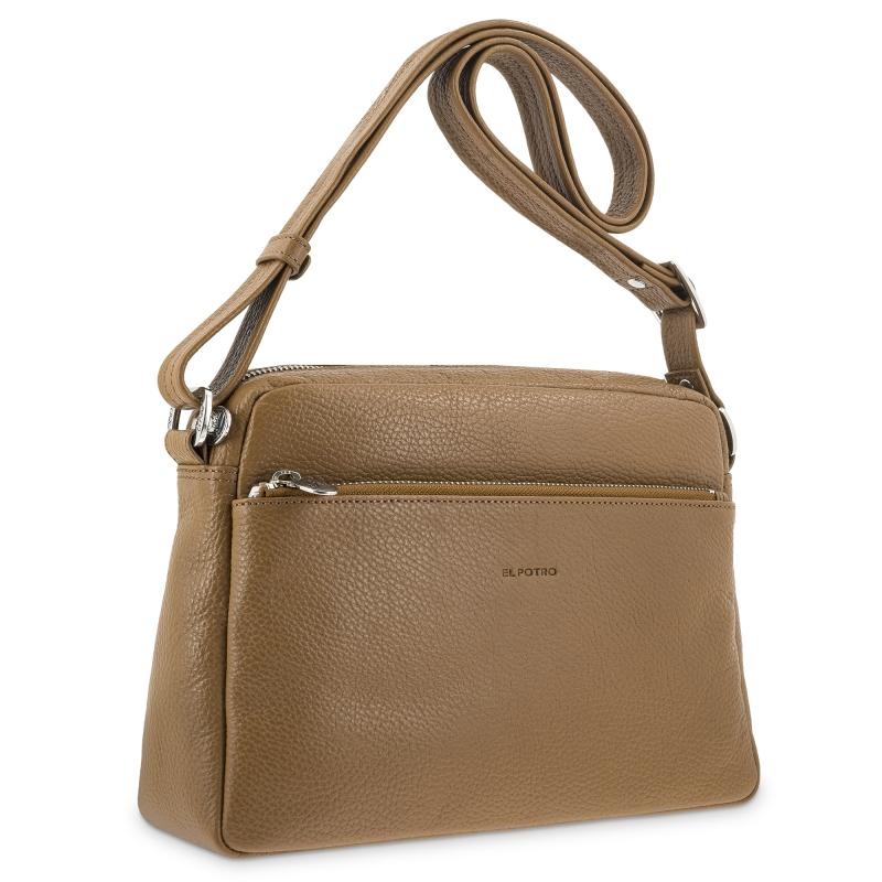 El Potro Bolso Bandolera Grande De 3 Cremalleras Mujer En Piel Vacuno Color Cuero- I R I S