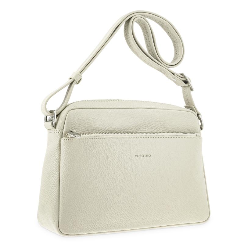 El Potro Bolso Bandolera Grande De 3 Cremalleras Mujer En Piel Vacuno Color Beige- I R I S