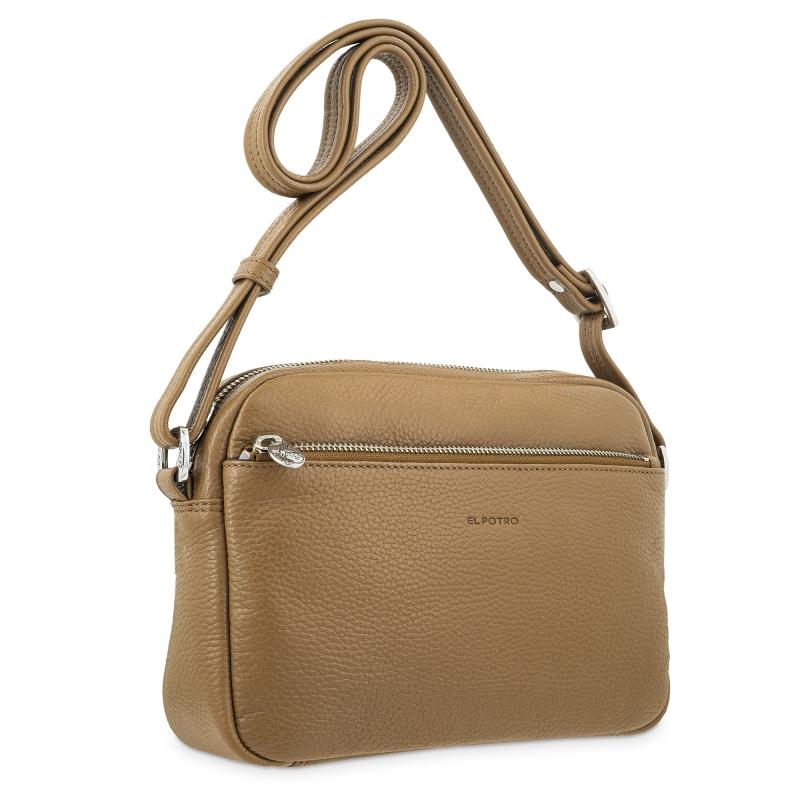 El Potro Bolso Bandolera Mediano 3 Cremalleras En Piel Vacuno Color Cuero - I R I S