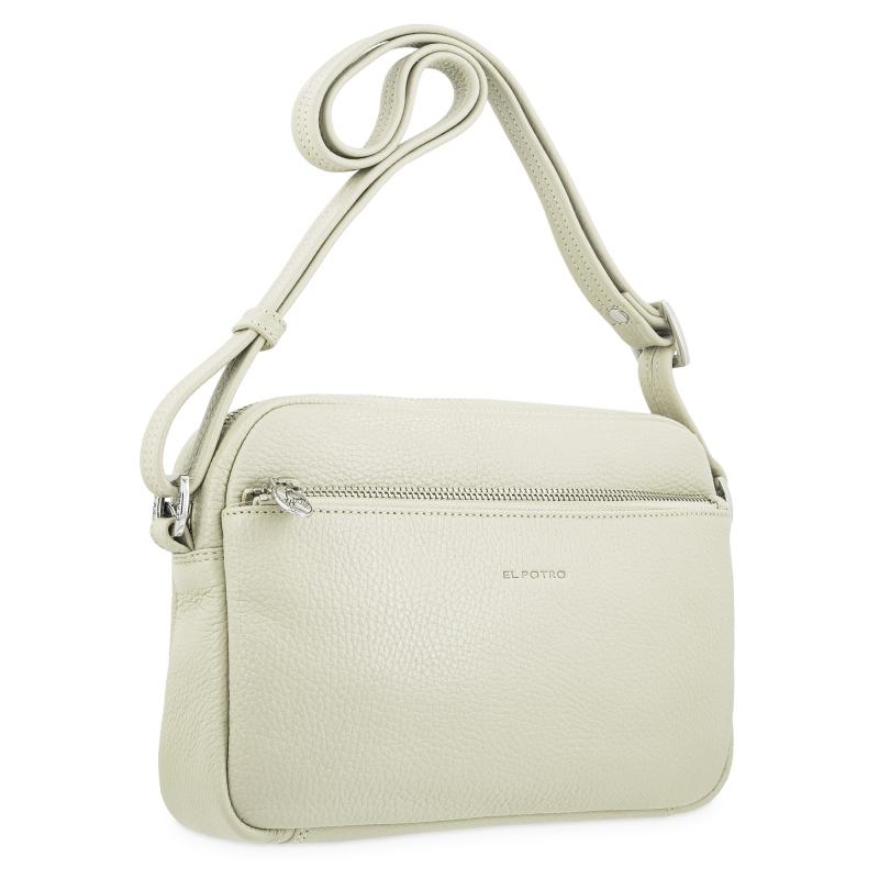 El Potro Bolso Bandolera Mediano 3 Cremalleras En Piel Vacuno Color Beige- I R I S