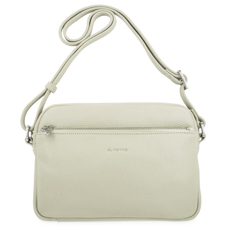 El potro Bolso bandolera mediano 3 cremalleras en piel vacuno color beige- I R I S