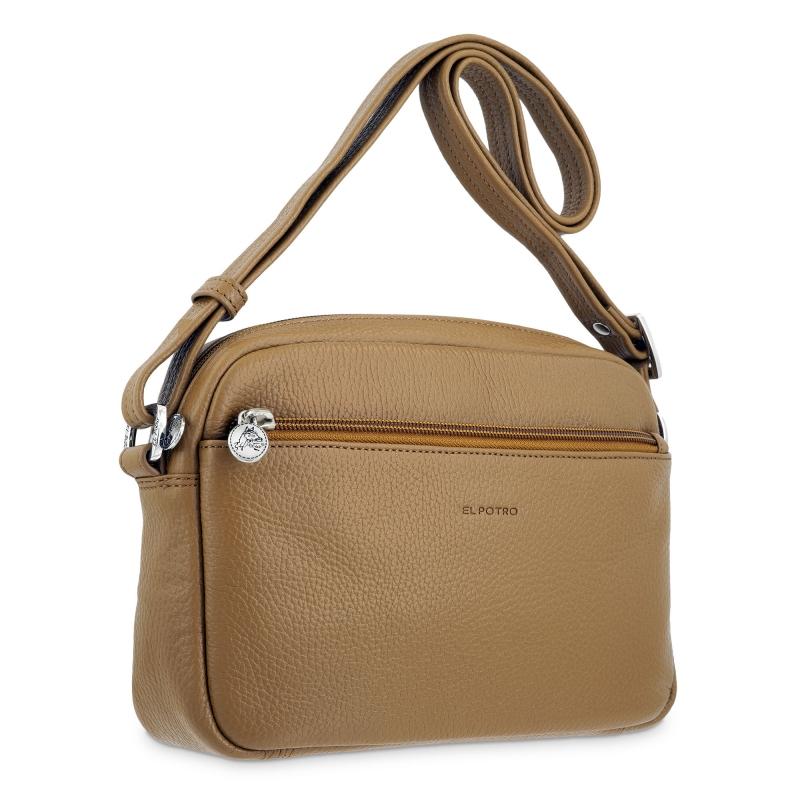 El Potro Bolso Bandolera Mediano 3 Cremalleras En Piel Vacuno Color Cuero - Floater