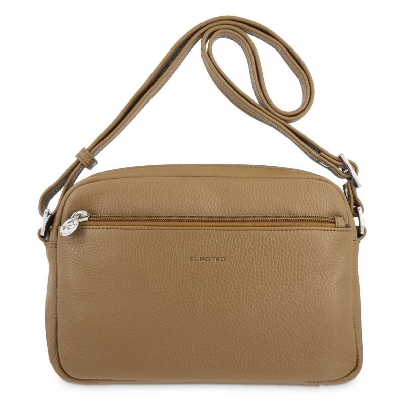 El potro Bolso bandolera mediano 3 cremalleras en piel vacuno color cuero - Floater