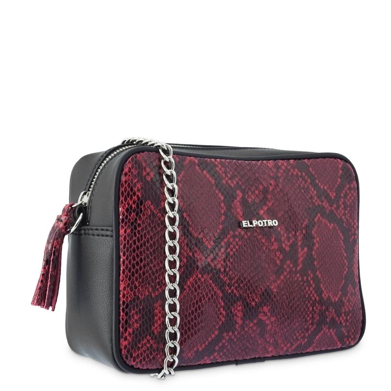 El Potro Bolso Bandolera Mujer En Lona Color Burdeos - Serpiente