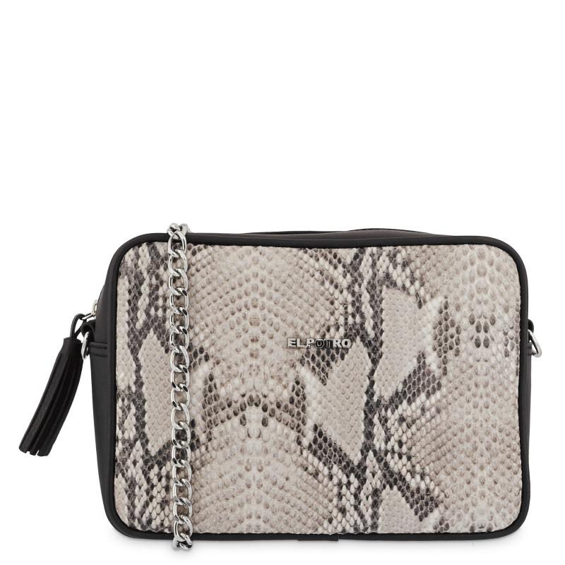 El potro Bolso Bandolera mujer en lona color negro - Serpiente