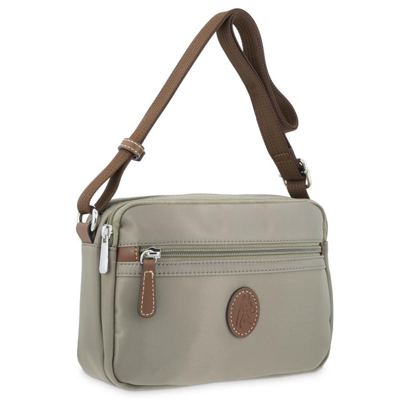 El Potro Bolso Bandolera Mujer En Lona Y Piel Vacuno Color Taupe Y Cuero-Paris