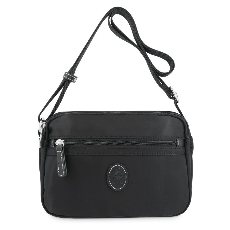 El potro Bolso bandolera mujer en lona y piel vacuno color negro-Paris