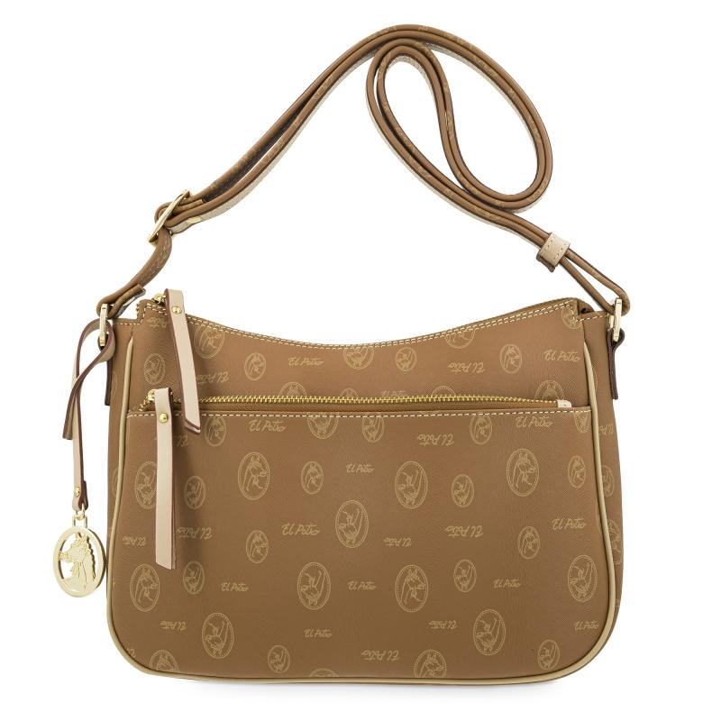 El potro Bolso Bandolera mujer en lona y piel vacuno color cuero - Vintage