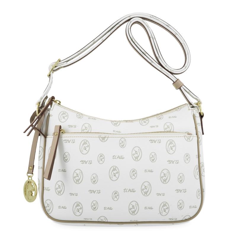 El potro Bolso Bandolera mujer en lona y piel vacuno color blanco- Vintage